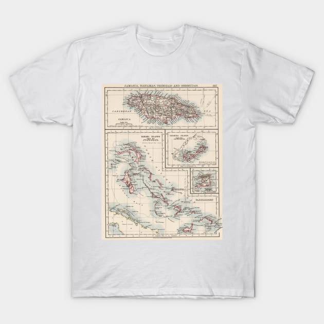 Vintage Map of Various Caribbean Islands (1906) T-Shirt by Bravuramedia